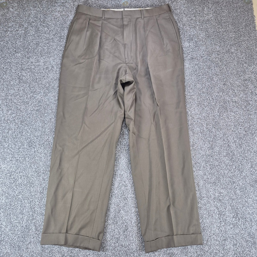 Vintage‎ Polo Ralph Lauren Dress Pants Mens 36 Brown Wool Pleated Cuffed Italy
